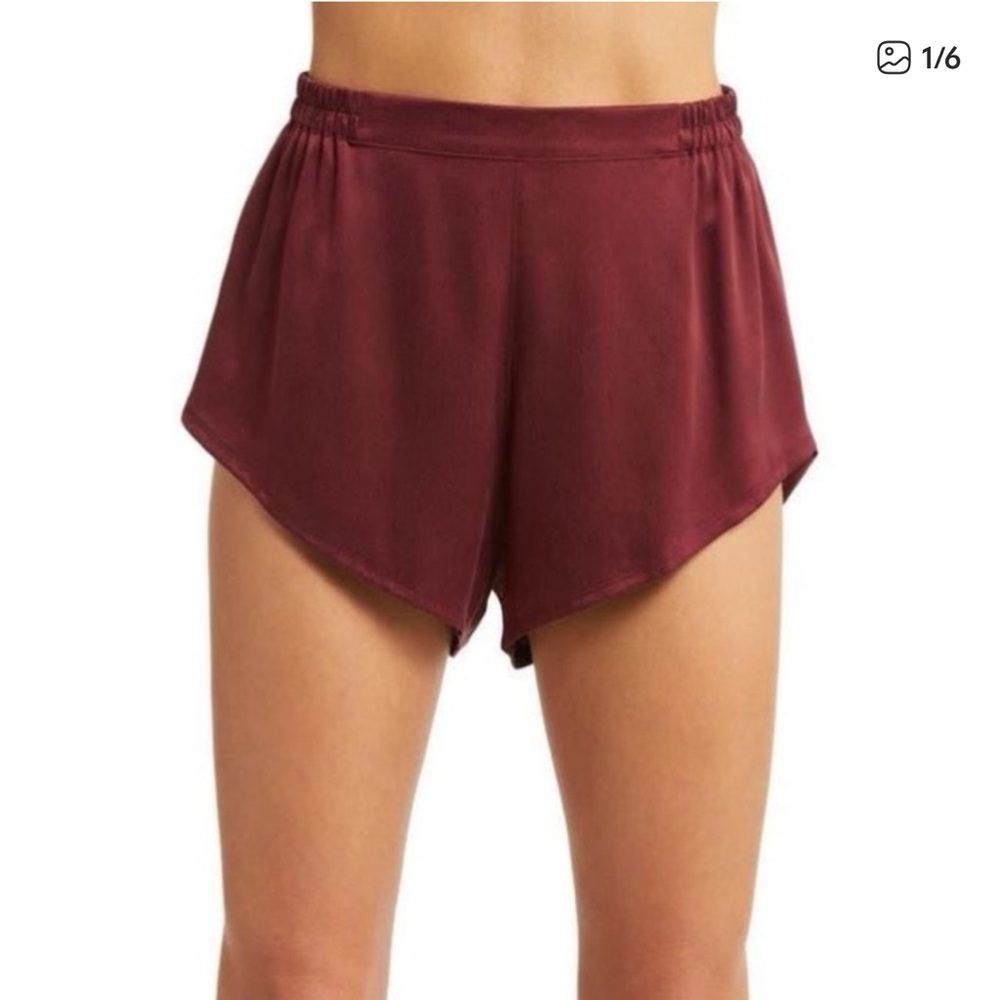 Lunya Washable Silk Pajama Shorts Calliope Wine Burgundy Size S